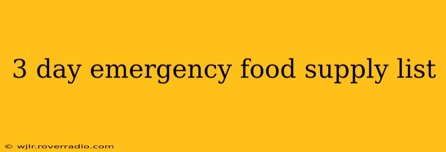 3 day emergency food supply list