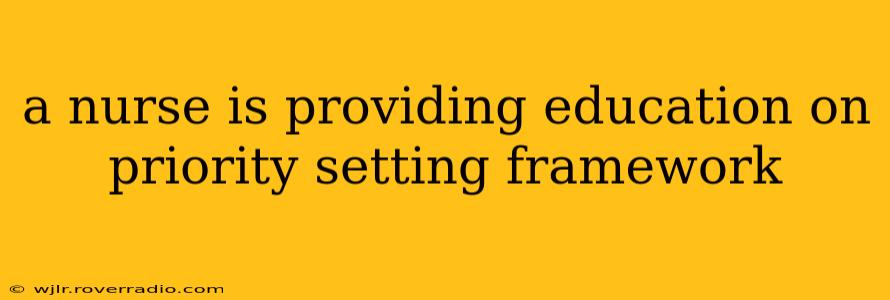 a nurse is providing education on priority setting framework