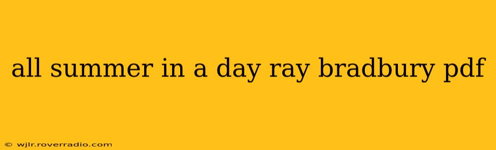 all summer in a day ray bradbury pdf