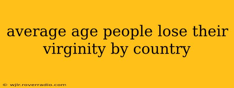 average age people lose their virginity by country