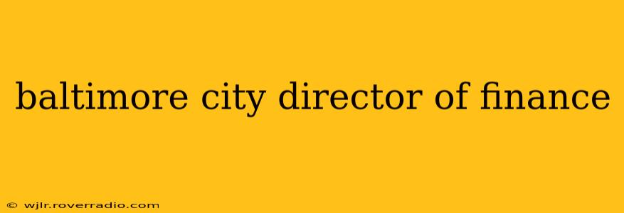 baltimore city director of finance