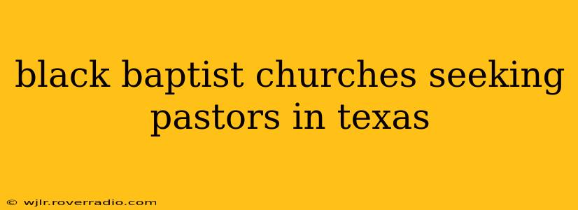 black baptist churches seeking pastors in texas