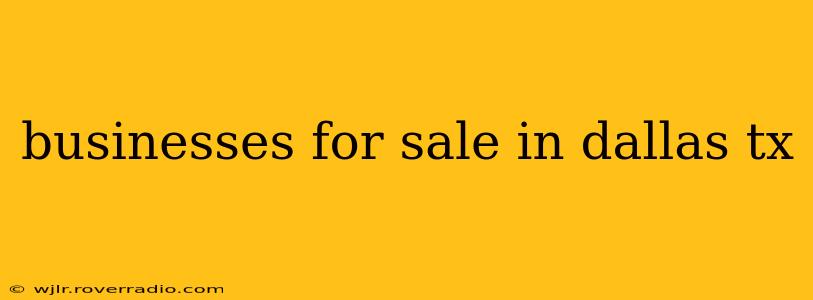 businesses for sale in dallas tx