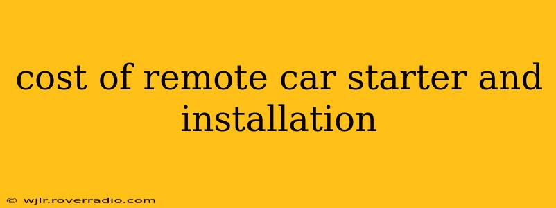 cost of remote car starter and installation
