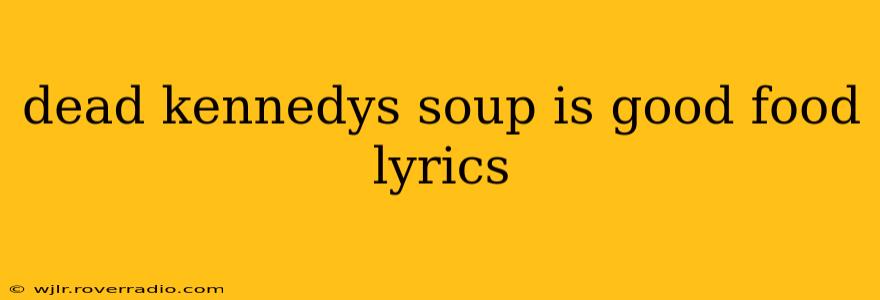 dead kennedys soup is good food lyrics