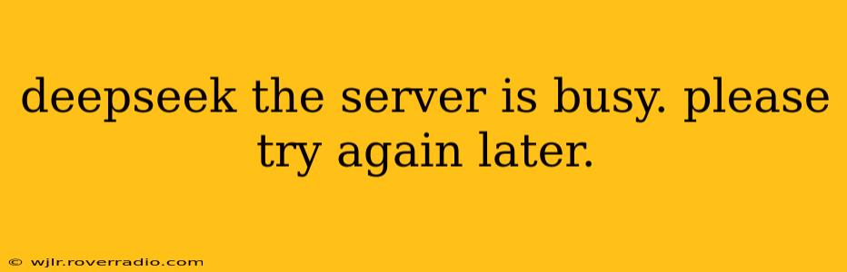 deepseek the server is busy. please try again later.