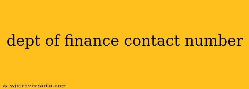 dept of finance contact number