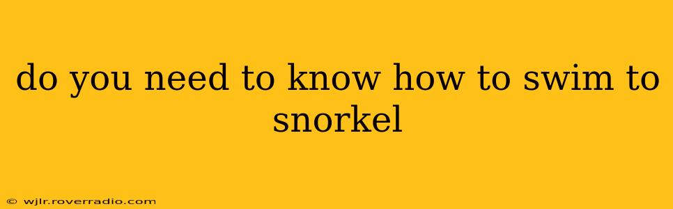 do you need to know how to swim to snorkel