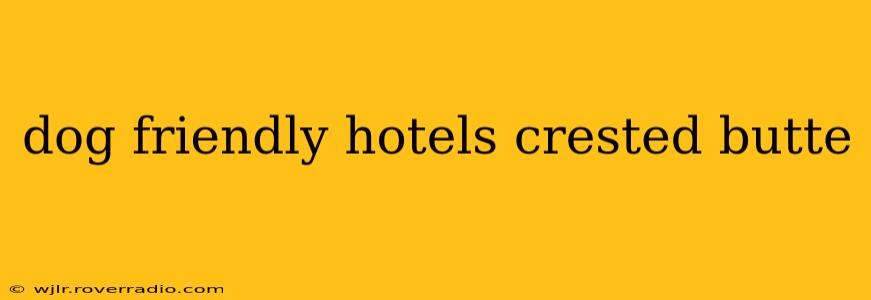 dog friendly hotels crested butte