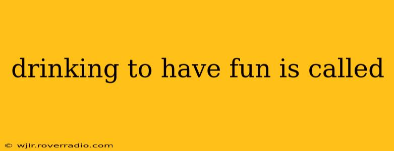 drinking to have fun is called