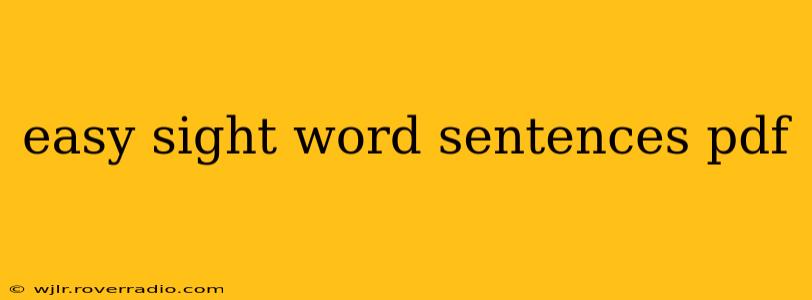 easy sight word sentences pdf