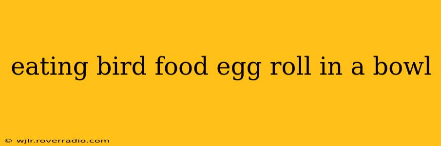 eating bird food egg roll in a bowl