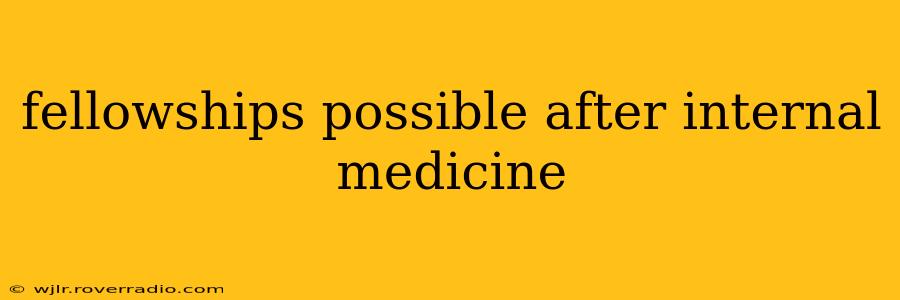 fellowships possible after internal medicine