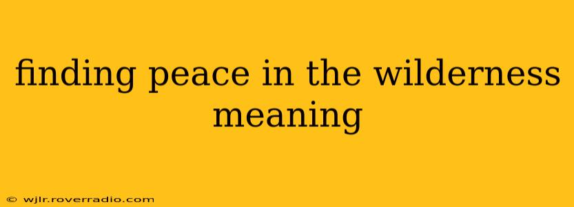 finding peace in the wilderness meaning