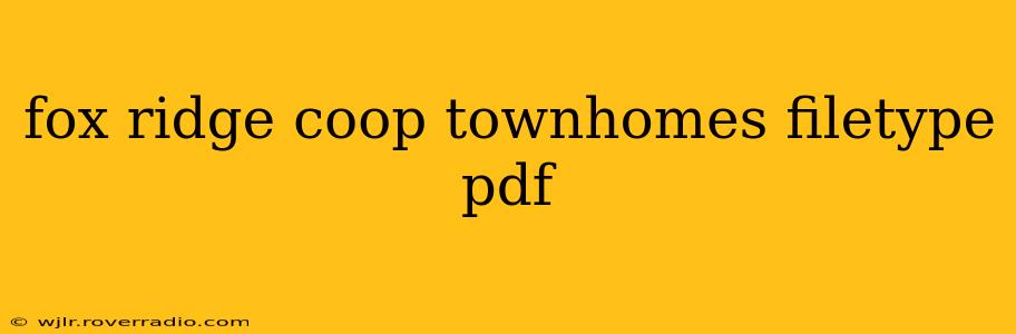 fox ridge coop townhomes filetype pdf
