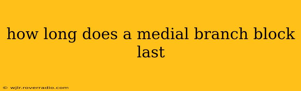 how long does a medial branch block last