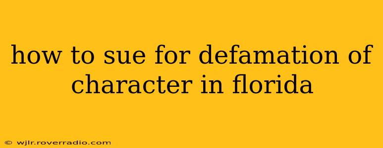 how to sue for defamation of character in florida