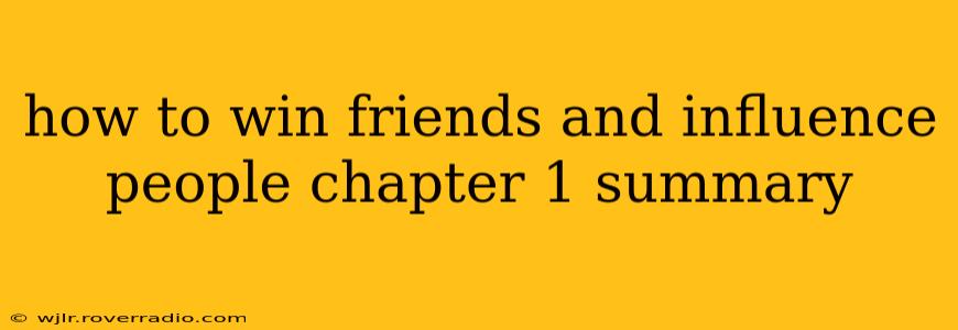 how to win friends and influence people chapter 1 summary