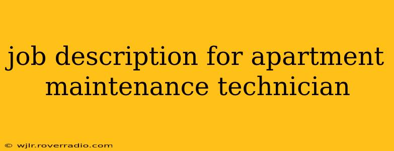 job description for apartment maintenance technician