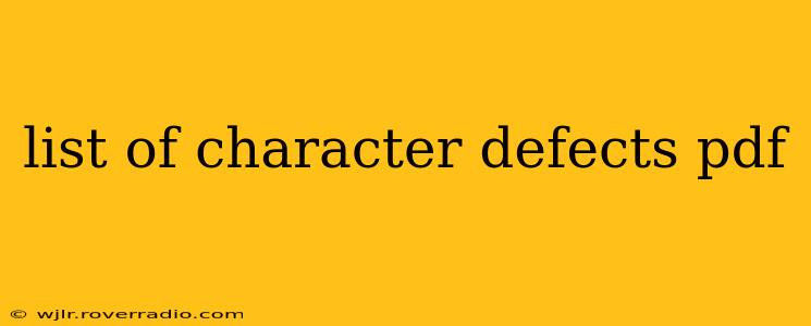 list of character defects pdf
