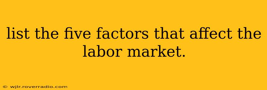 list the five factors that affect the labor market.