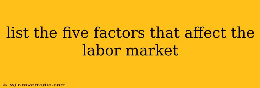 list the five factors that affect the labor market