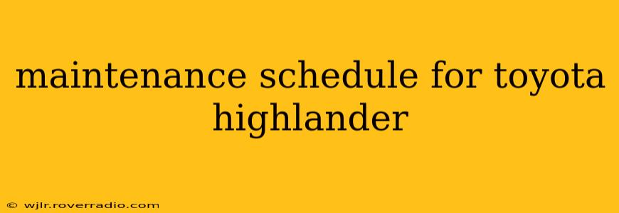 maintenance schedule for toyota highlander