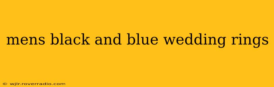 mens black and blue wedding rings