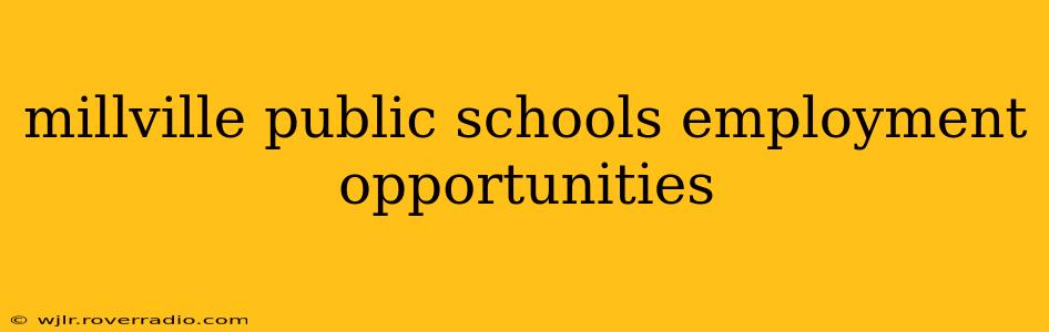 millville public schools employment opportunities