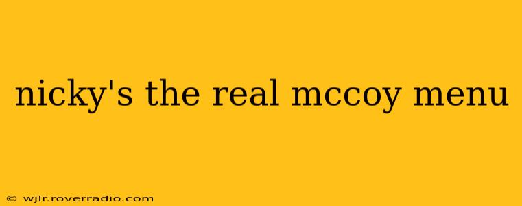 nicky's the real mccoy menu