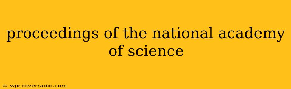 proceedings of the national academy of science