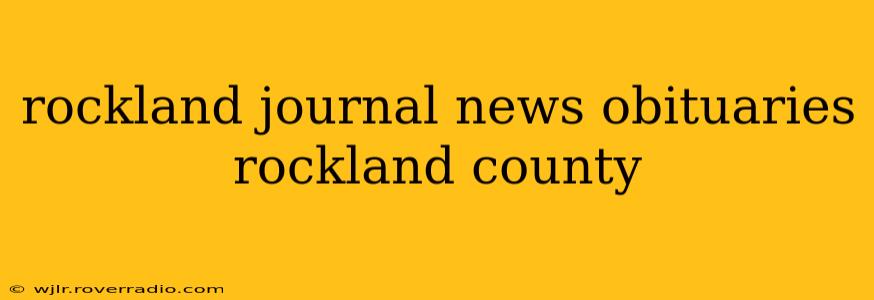 rockland journal news obituaries rockland county
