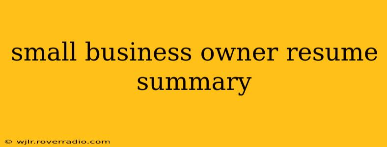small business owner resume summary