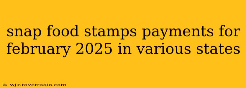 snap food stamps payments for february 2025 in various states