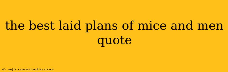 the best laid plans of mice and men quote