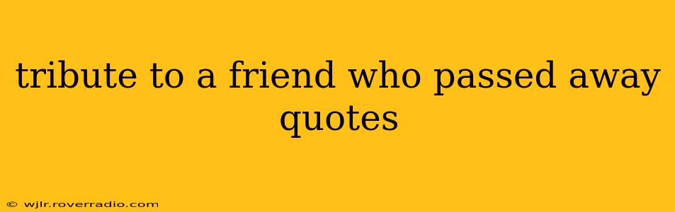 tribute to a friend who passed away quotes