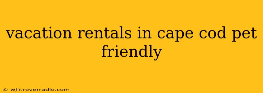 vacation rentals in cape cod pet friendly