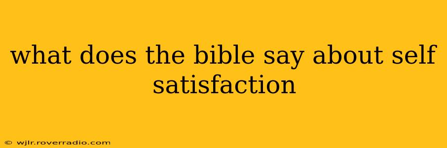 what does the bible say about self satisfaction