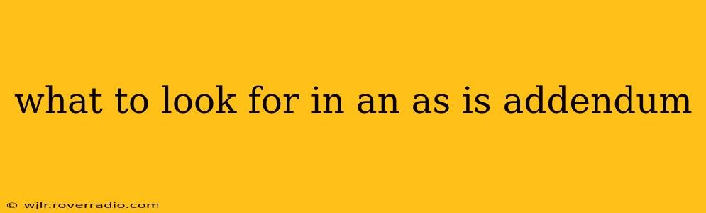 what to look for in an as is addendum