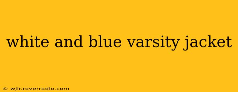 white and blue varsity jacket
