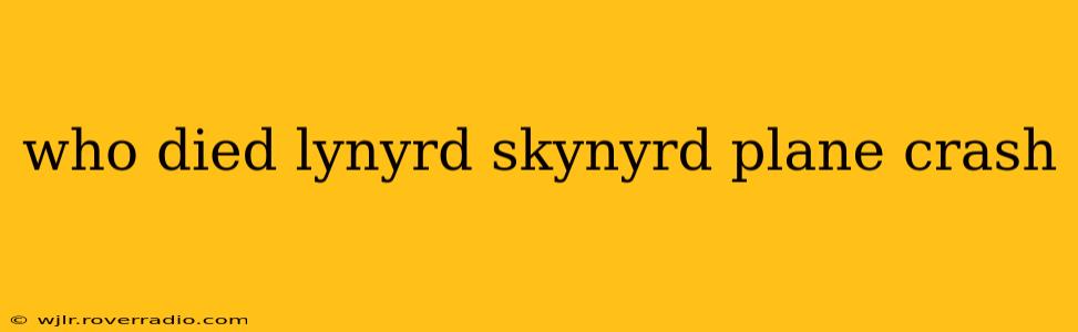 who died lynyrd skynyrd plane crash